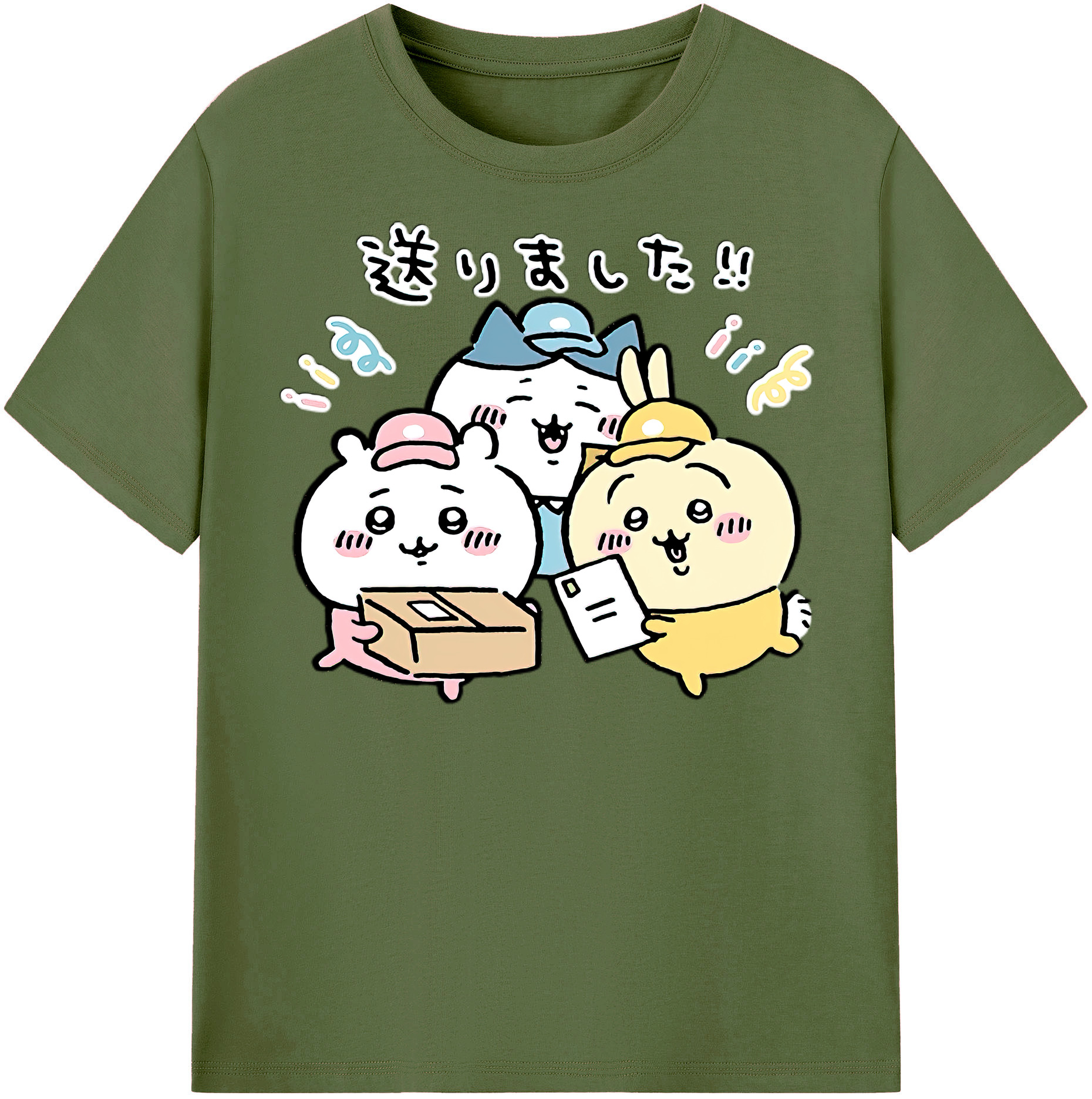 （画像用） ちいかわ ハチワレ Chii-kawa hachiware 綿100％半袖Tシャツ（フロントプリント）